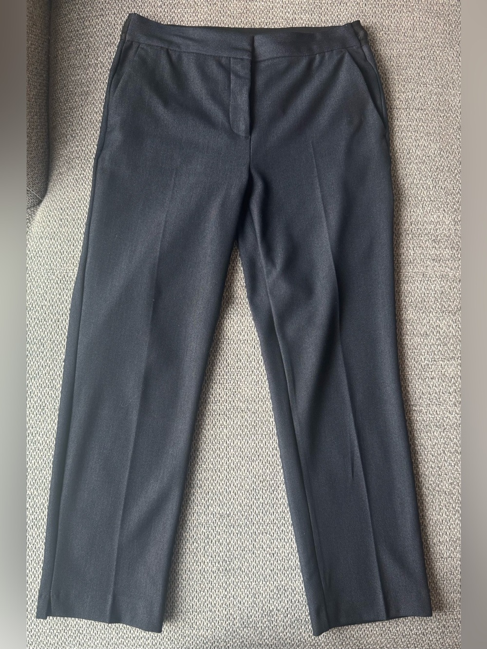 Zara Indigo Blue Denim-Look Trousers | Size Large | Elastic Waist |Cropped Ankle